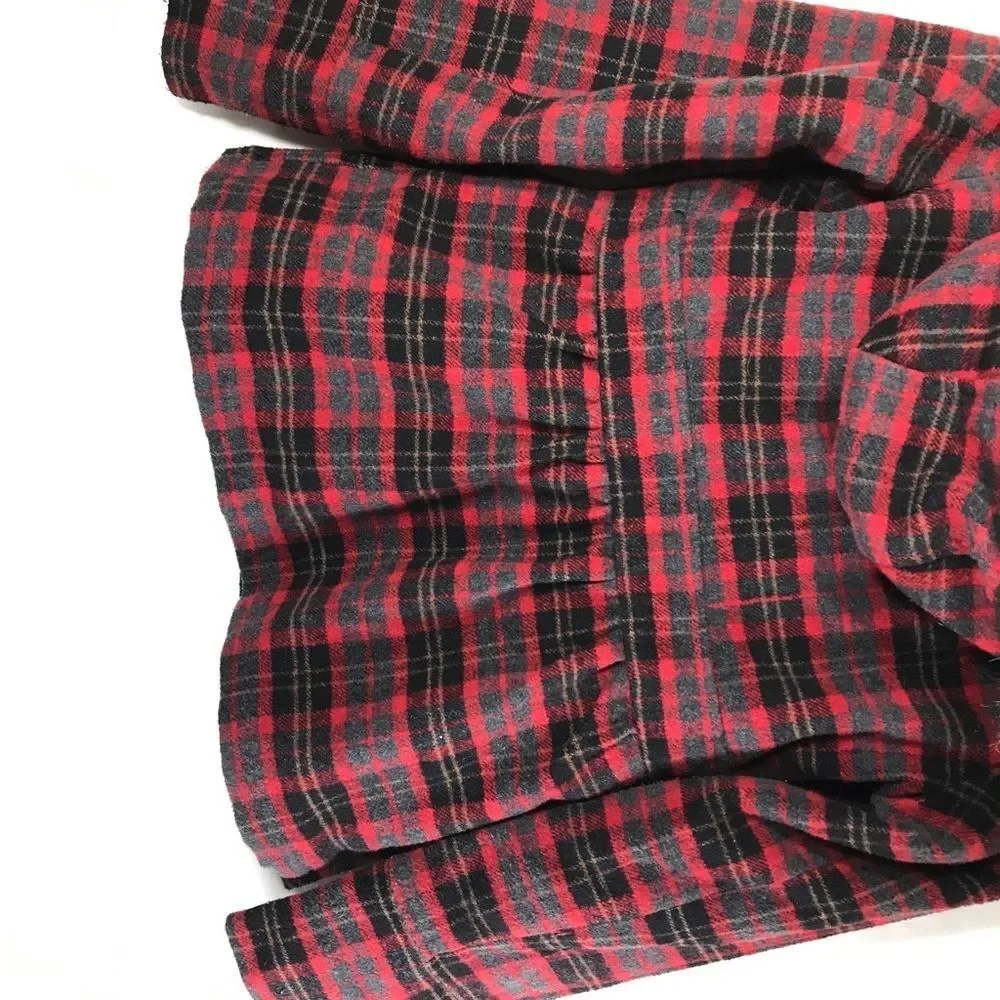 Static Girl Hooded Coat Red Plaid Size 14-16
